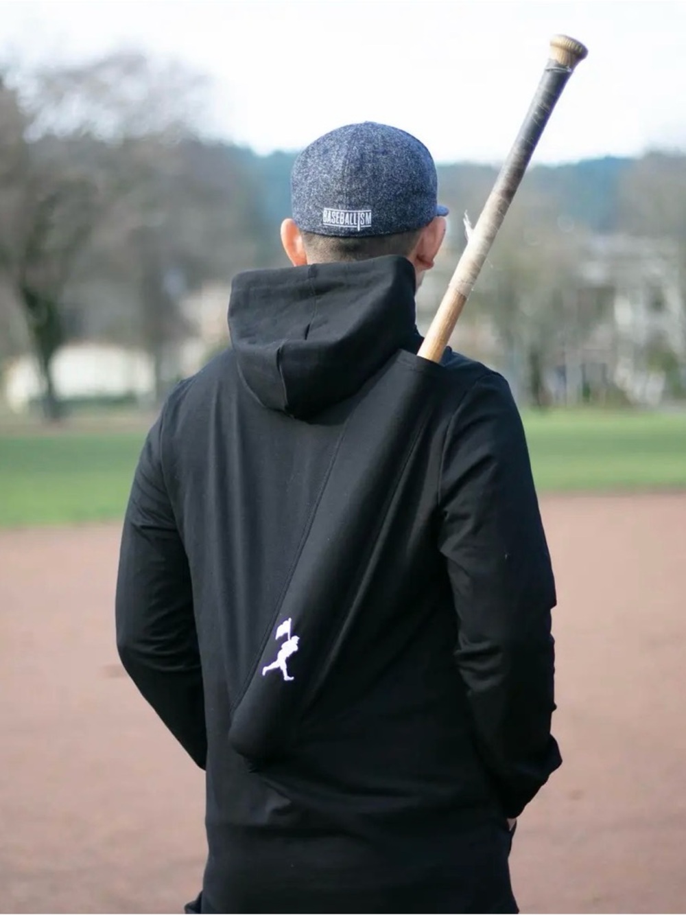 Baseballism Black Hoodie W/Bat pocket Sz M B126